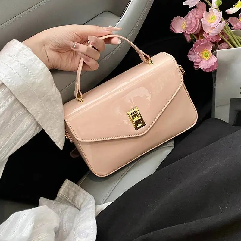 

Женские однотонные лакированные кошельки и сумки с верхней ручкой из искусственной кожи, маленькая женская сумка через плечо