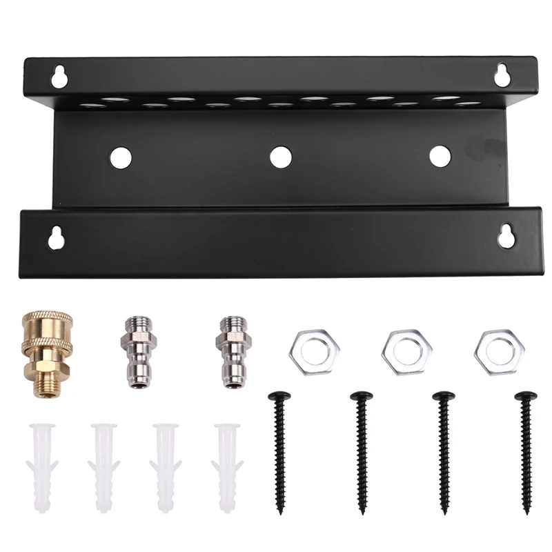A03F Wall Mount Pressure Washer Holder Organizer, Foam Cannon Storage Rack for Car Wash Accessories - Heavy Metal Black