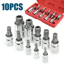 10pcs Set XZN 12 Point Spline Bit Socket S2 Steel 4-18mm Auto Car Anti-Rust Ratchets Wrench Hand Tools High Hardness