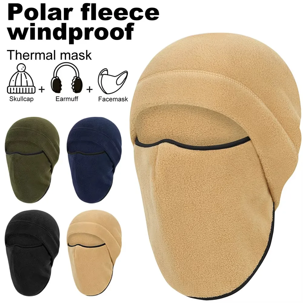 

Soft Solid Color Fleece Balaclava Hat Windproof Breathable Hike Cycling Cap Thickened Face Mask Full Face Mask Hiking
