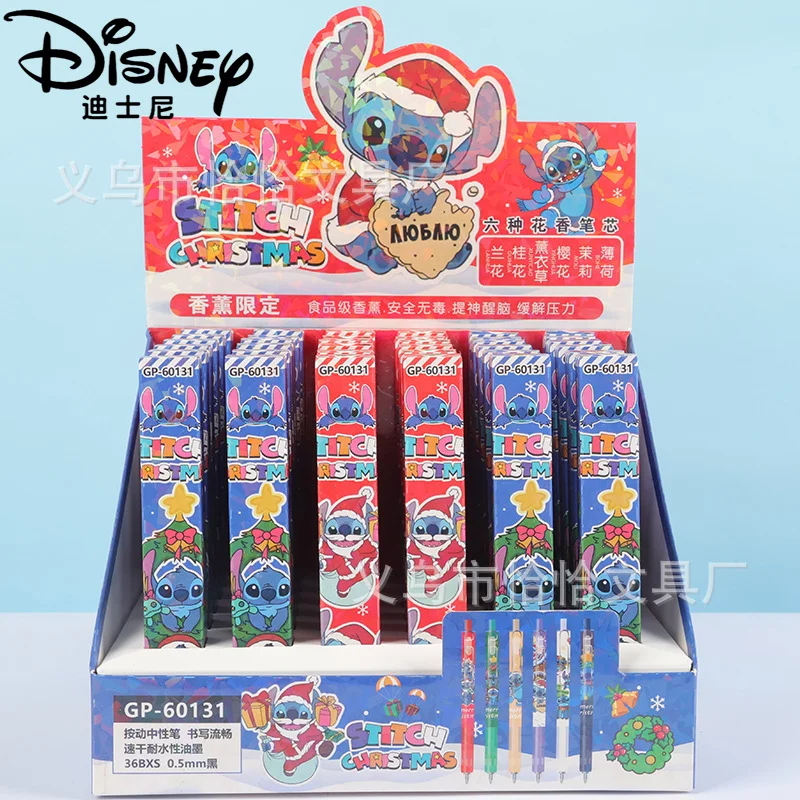 6/36 قطعة ديزني غرزة الصحافة هلام القلم 0.5 مللي متر طالب الكتابة القلم لطيف الكرتون الأسود مكتب قلم توقيع القرطاسية هدية #1