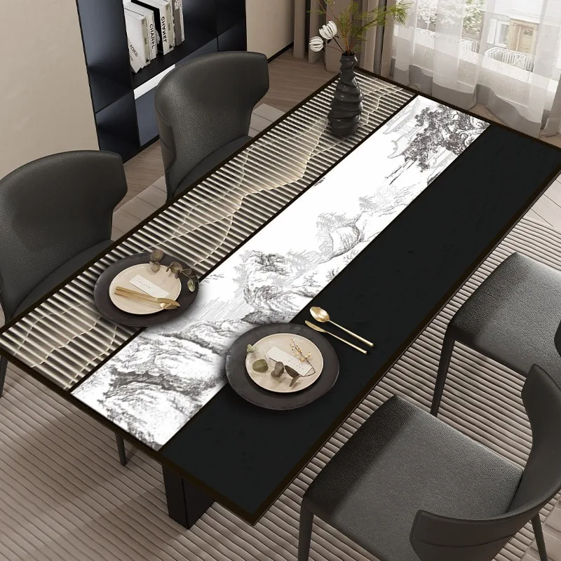 Tapis de table à manger en PVC imperméable, résistant à l'huile, anti-brûlure, polymères souples, lavage gratuit, facile à nettoyer, table basse, meuble TV, mode rétro