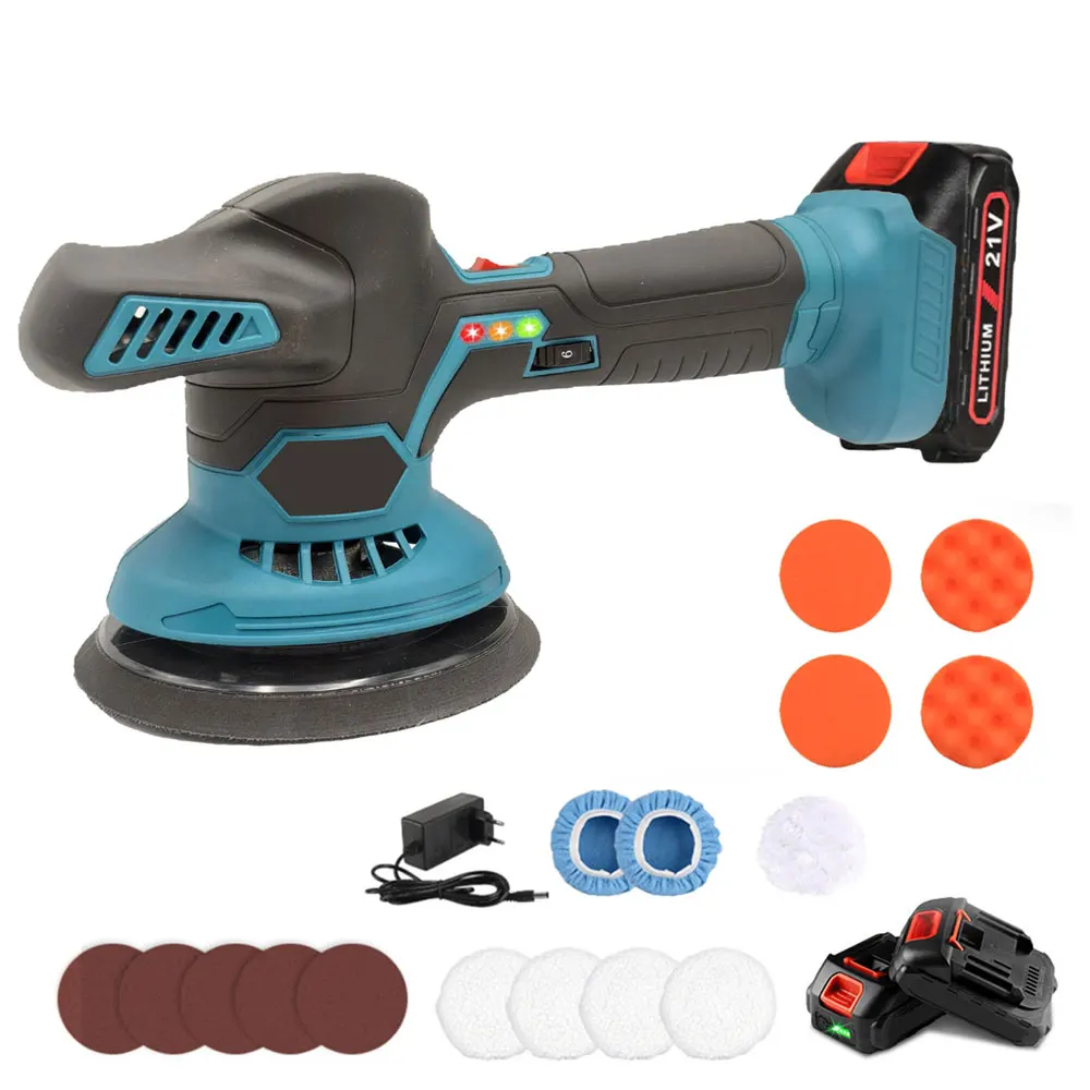 Kabelloser Autopolierer, 6 Variable Geschwindigkeiten, 2800-6000 U/min Elektrisches Autopolierer-Set mit 2 Batterien für Autopolitur-Elektrowerkzeuge