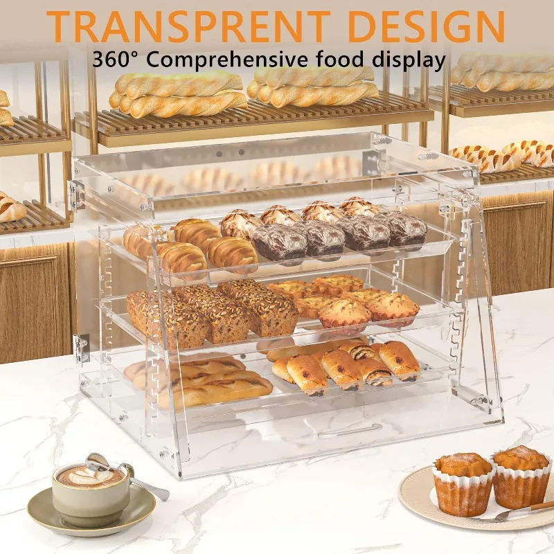 In-stock acrylic cake display cabinet, multi-layer bread display cabinet, door donut, cookie, and pastry display rack