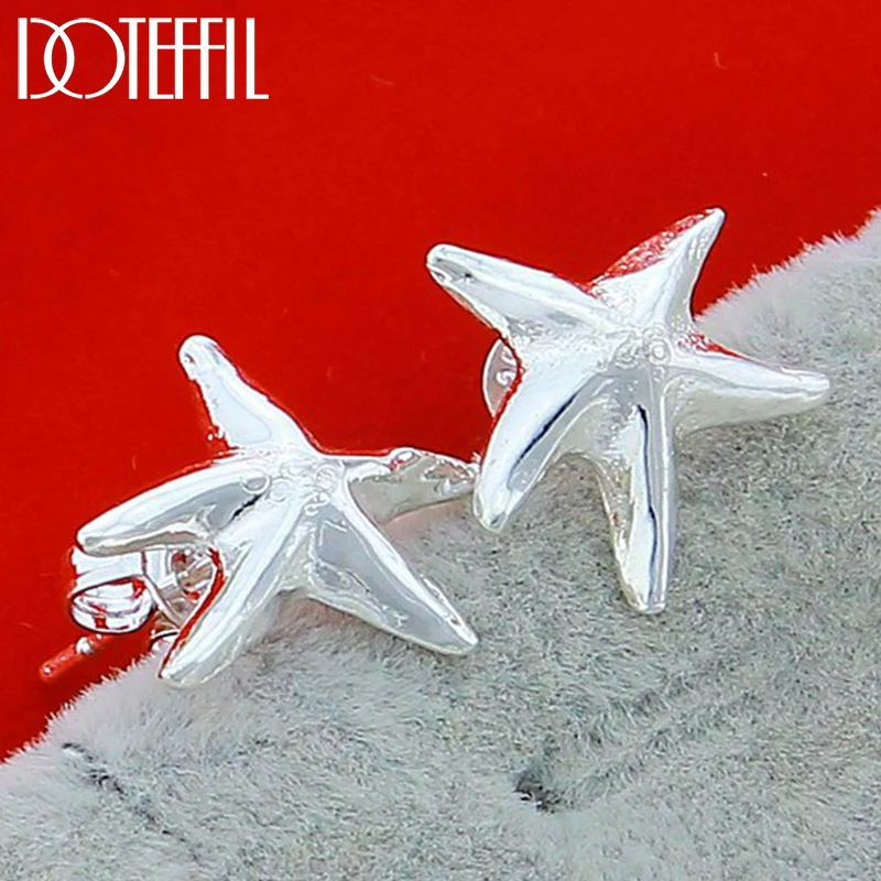 

DOTEFFIL Genuine 925 Sterling Silver Starfish Earrings For Women Wedding Engagement Jewelry Christmas Gift Party