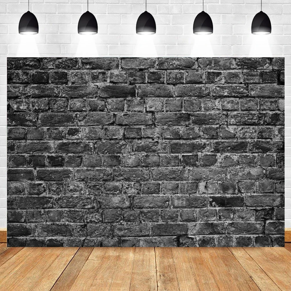 Grey Black Brick Wall Backdrop Birthday Party Kids Adult Art Portrait Wedding Photography Background Decor Photo Studio Props