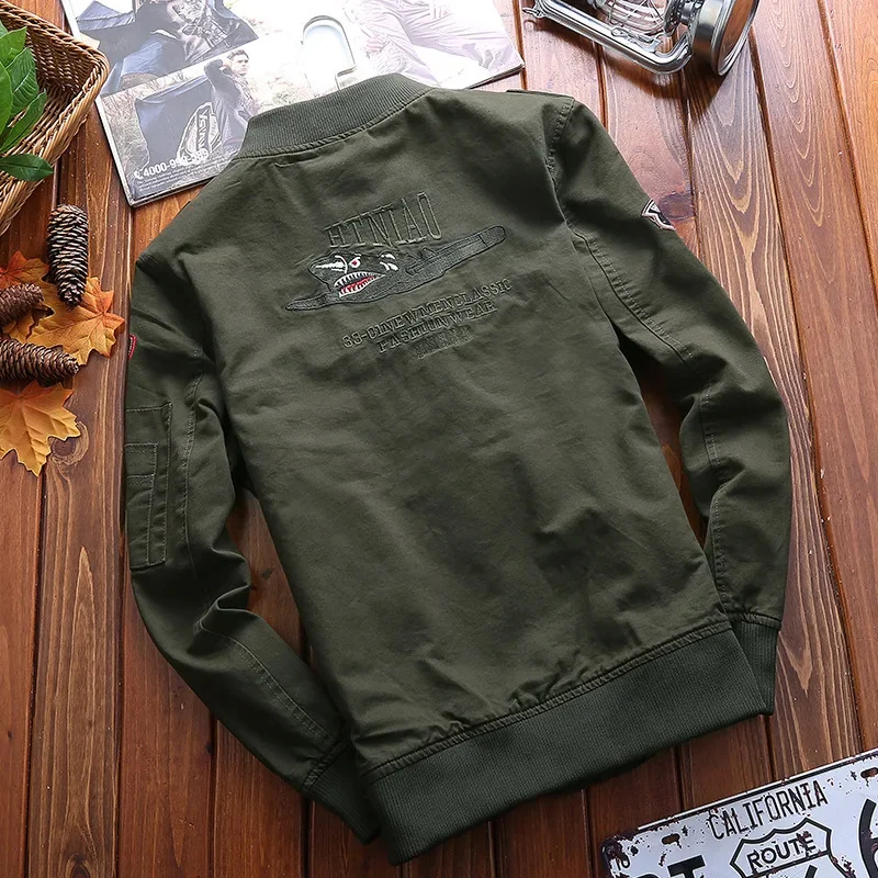 2025 New Men's European and American Pure Cotton Flight Jacket Cross-border Casual Washed Military Tough