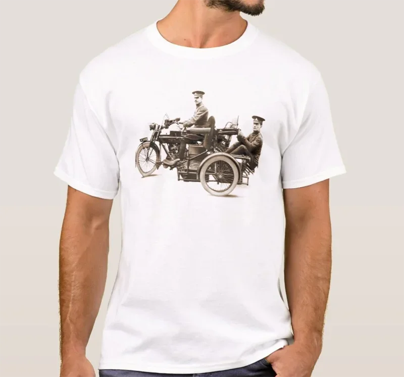 Vintage World War I Motorcycle Machine Gunners Printed T-Shirt New 100% Cotton O-Neck Short Sleeve Summer Casual Mens T-shirt