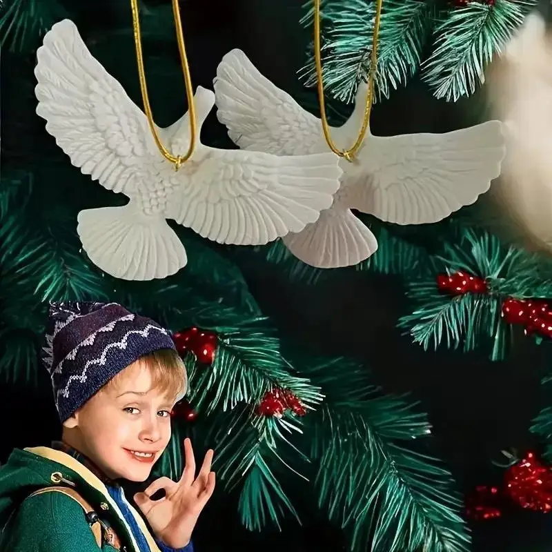Exquisite Resin Dove Christmas Ornament Friendship Peace Dove Design Lightweight Hanging Decor For Holiday Gifting
