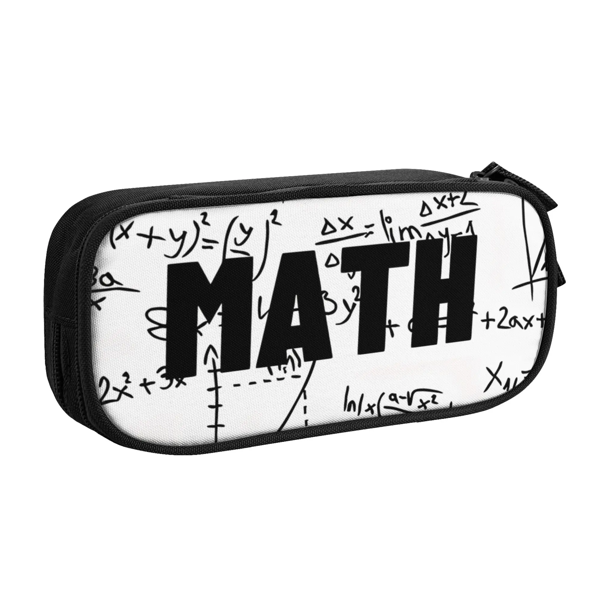 1 piece Stylish Lovers Math Teacher White Pencil Case Student Pen Bag Mathematics Office Stationery Bag