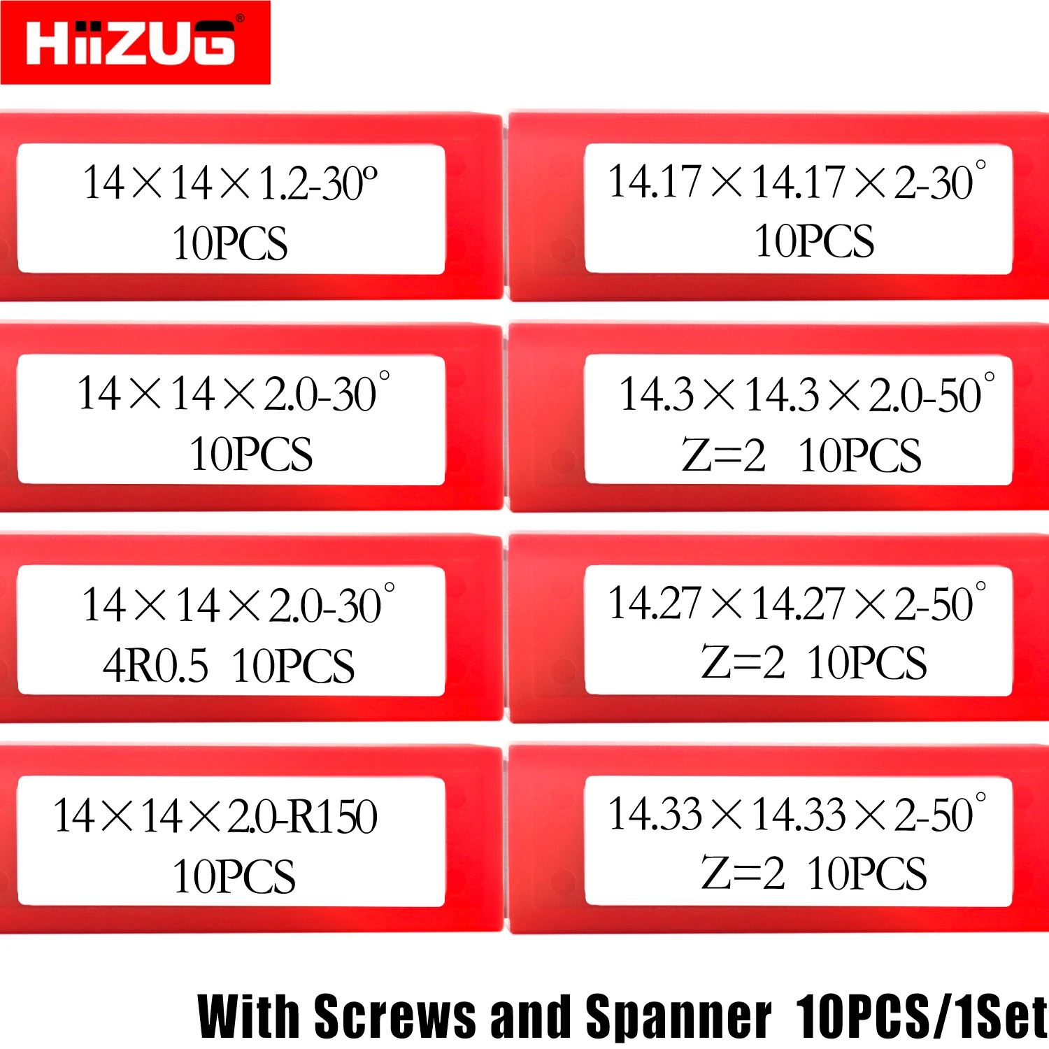 14mm Carbide Inserts Square Cutters for Woodturning Lathe Tools Cutters Spiral Helical Cutterhead 10pcs/1 set with Screws