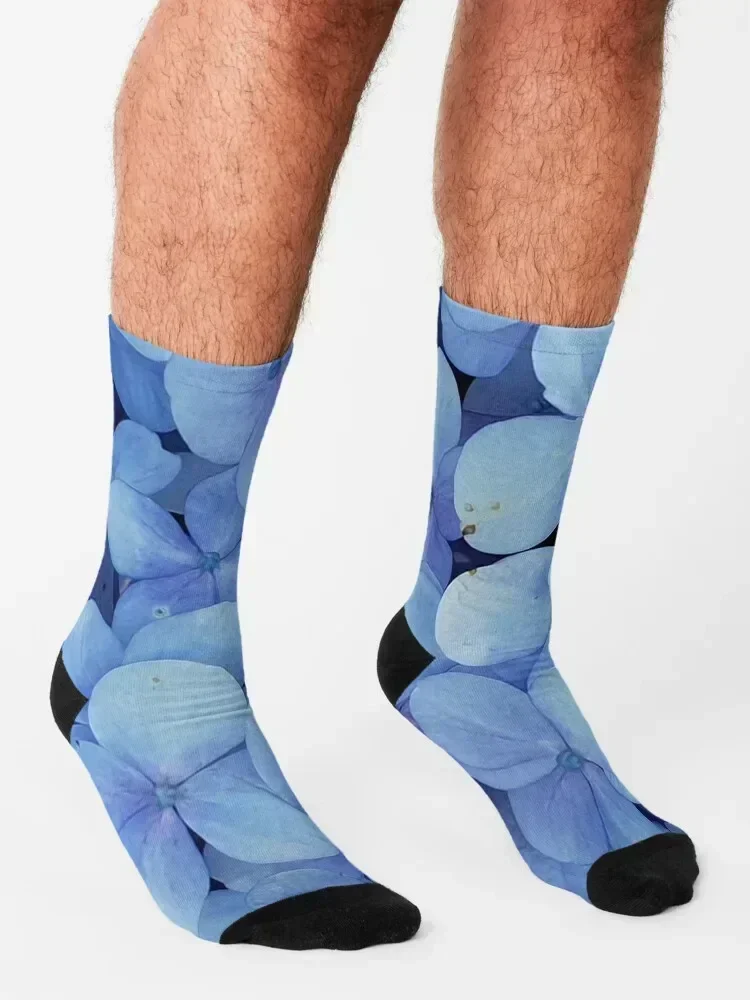 جوارب زرقاء على شكل زهور لركوب الدراجات، جوارب شتوية للرجال والنساء