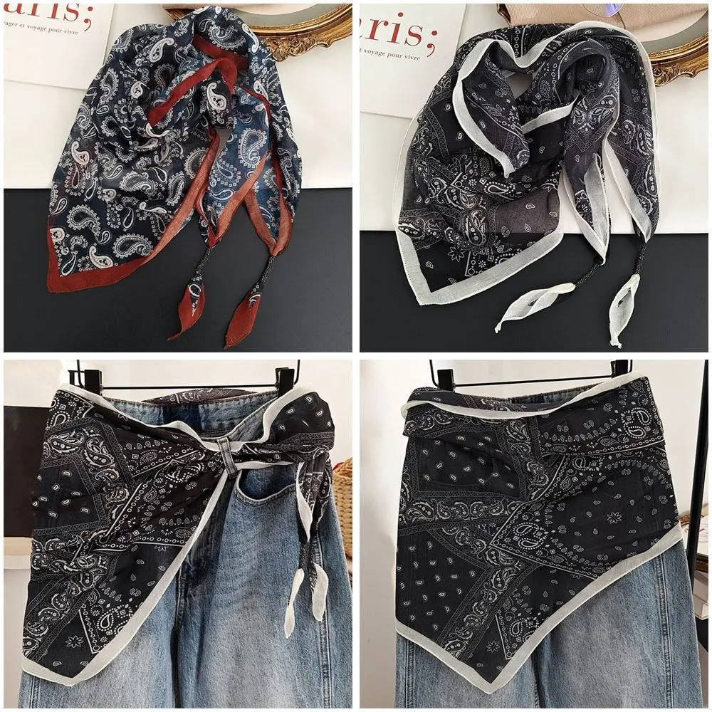 Elegant Multi-functional Floral Triangle Scarf cotton Floral Waist Belt Triangle Tie-Dye Butt Flap Shawl Summer