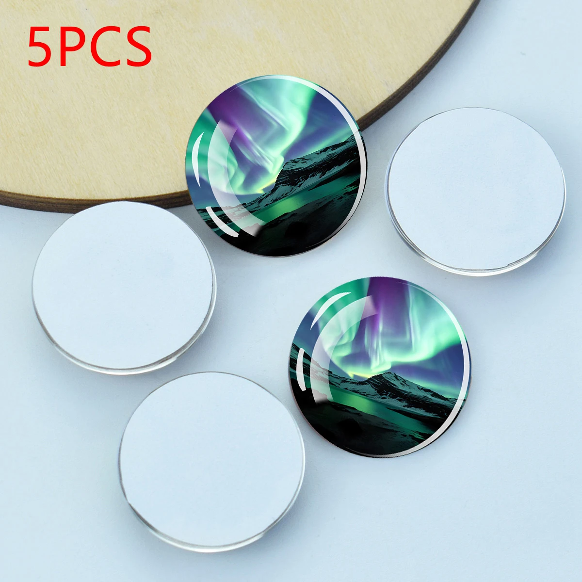 5pcs/lot Aurora Round Glass Cabochon 25MM DIY Pendant Pattern Jewelry Making Crafts Supplies