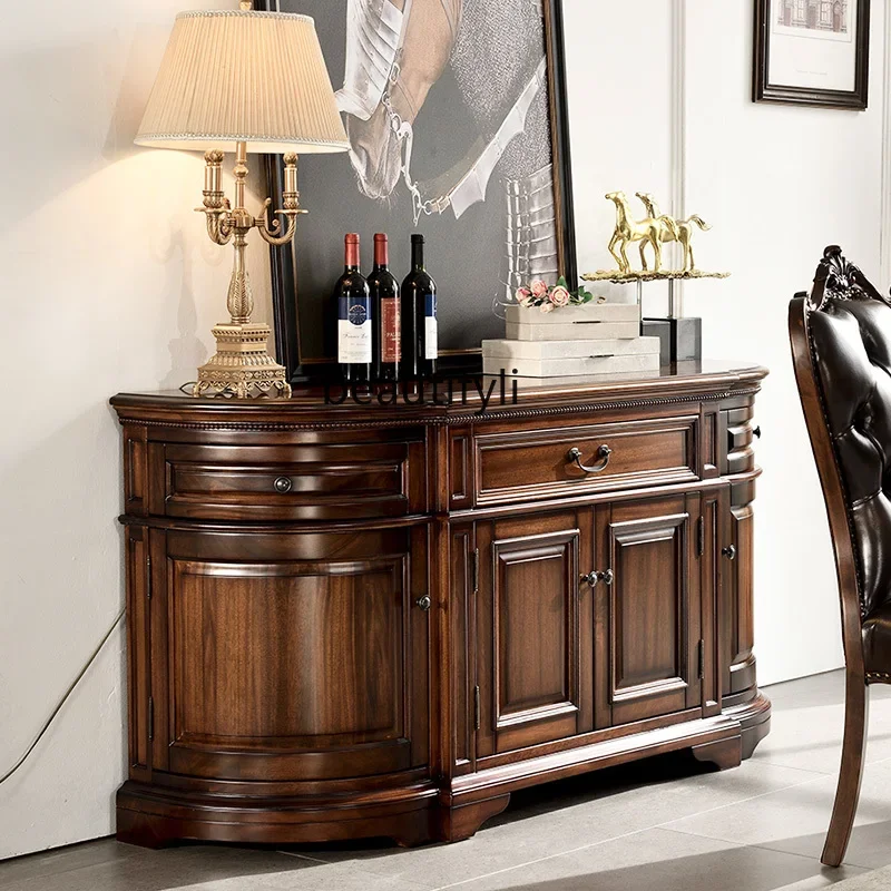 

American black walnut side cabinet, semi-round solid wood porch table, locker, living room furniture, household6005