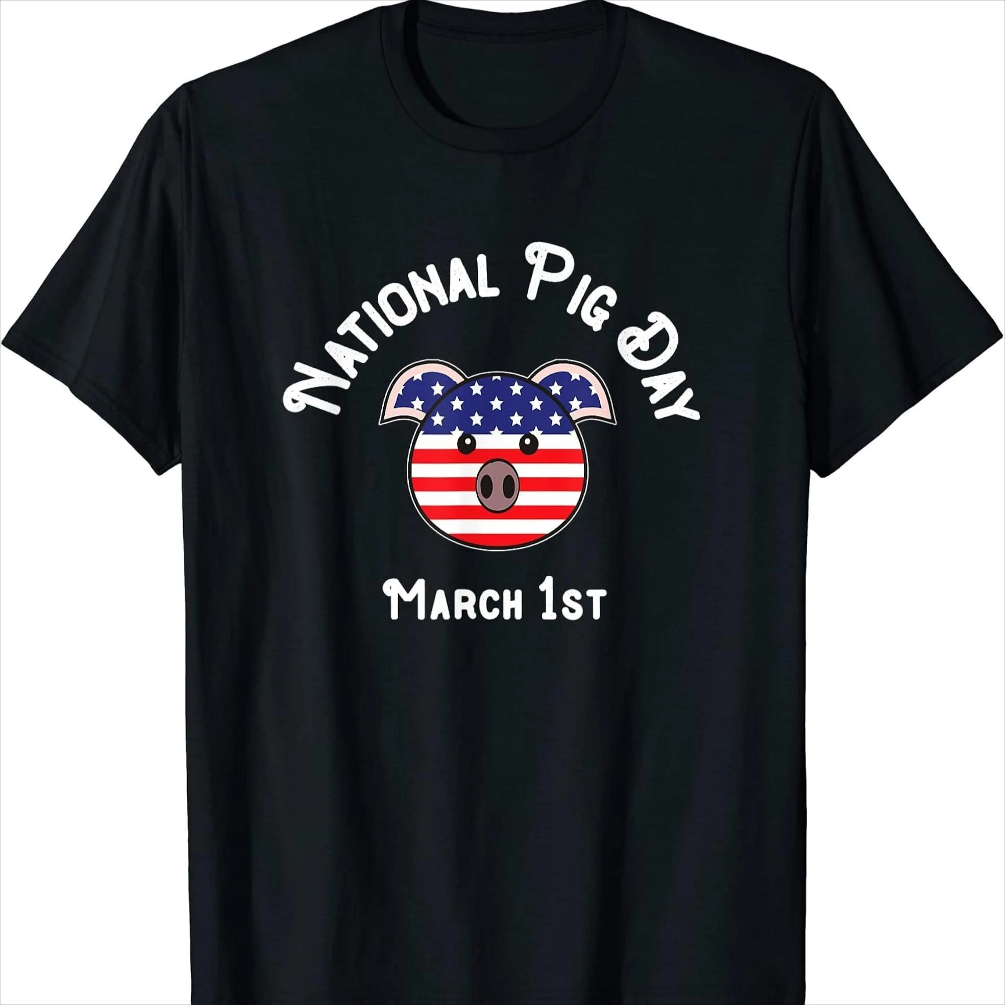 

National Pig Day T-Shirt 100% Cotton O-Neck Short Sleeve Summer Casual Mens T-shirt Streetwear