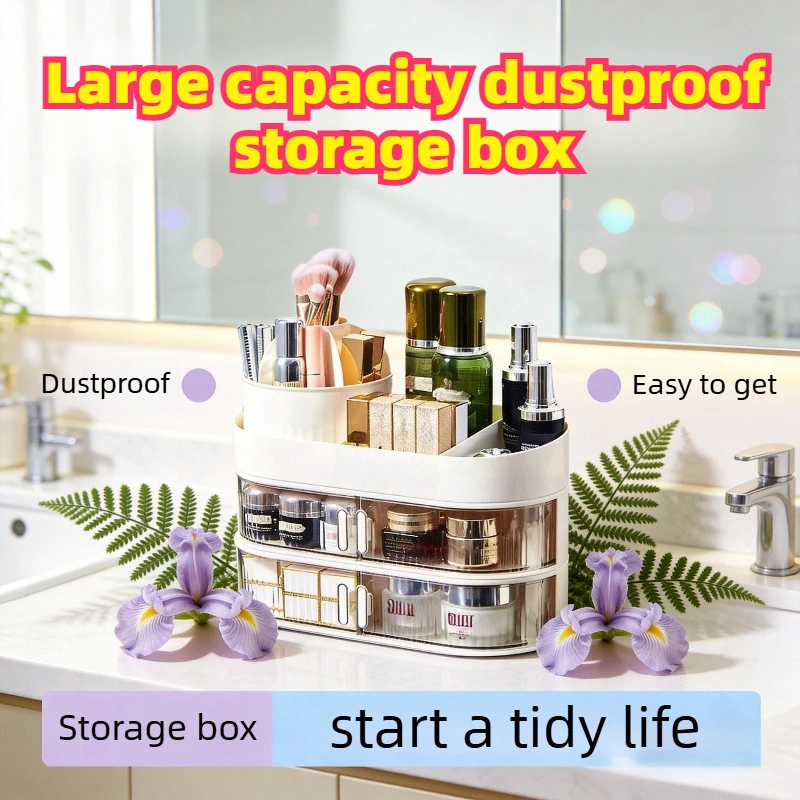 Rotatable Makeup and Cosmetics Organizer Desk Organizer Box Bathroom Storage Jewelry Nail Polish Makeup Sundries Drawer Storage