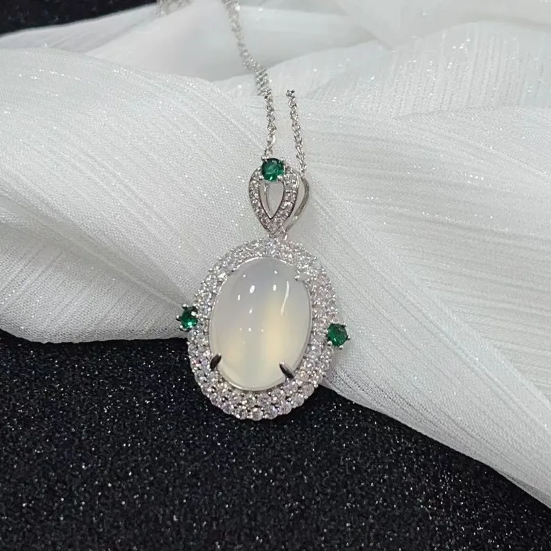 White Jade Marrow Inlaid Water Droplet Pendant Necklace, Hot Selling Necklace Pendant for Women