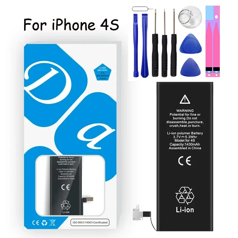 XDOU Battery For IPhone 4S 4GS IPhone4S IPhone4GS 1430mAh Phone Accessory Free Repair Tools Kit Sticker Replacement Bateria