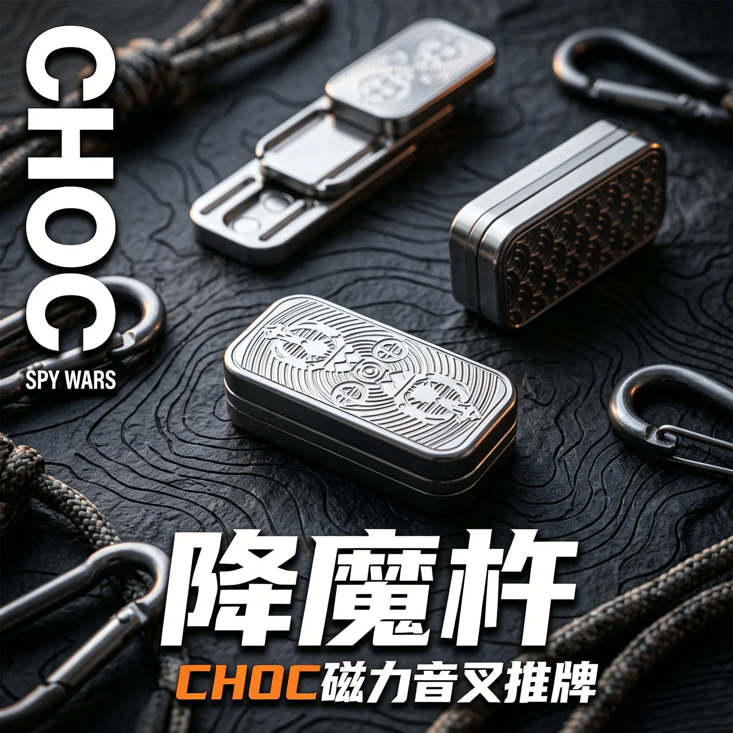 Demon Suppressing Pestle Tuning Fork Three-Paragraph Pushing Card Stainless Steel Titanium Alloy EDC Decompression Artifact