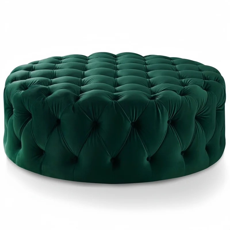 NONE 90 cm nordischer runder Hocker für Ankleidezimmer, Schlafzimmer, Wohnzimmer, Samt, Ottomane, Fußstütze, Bank, bequemer Schuhhocker, modisch 3