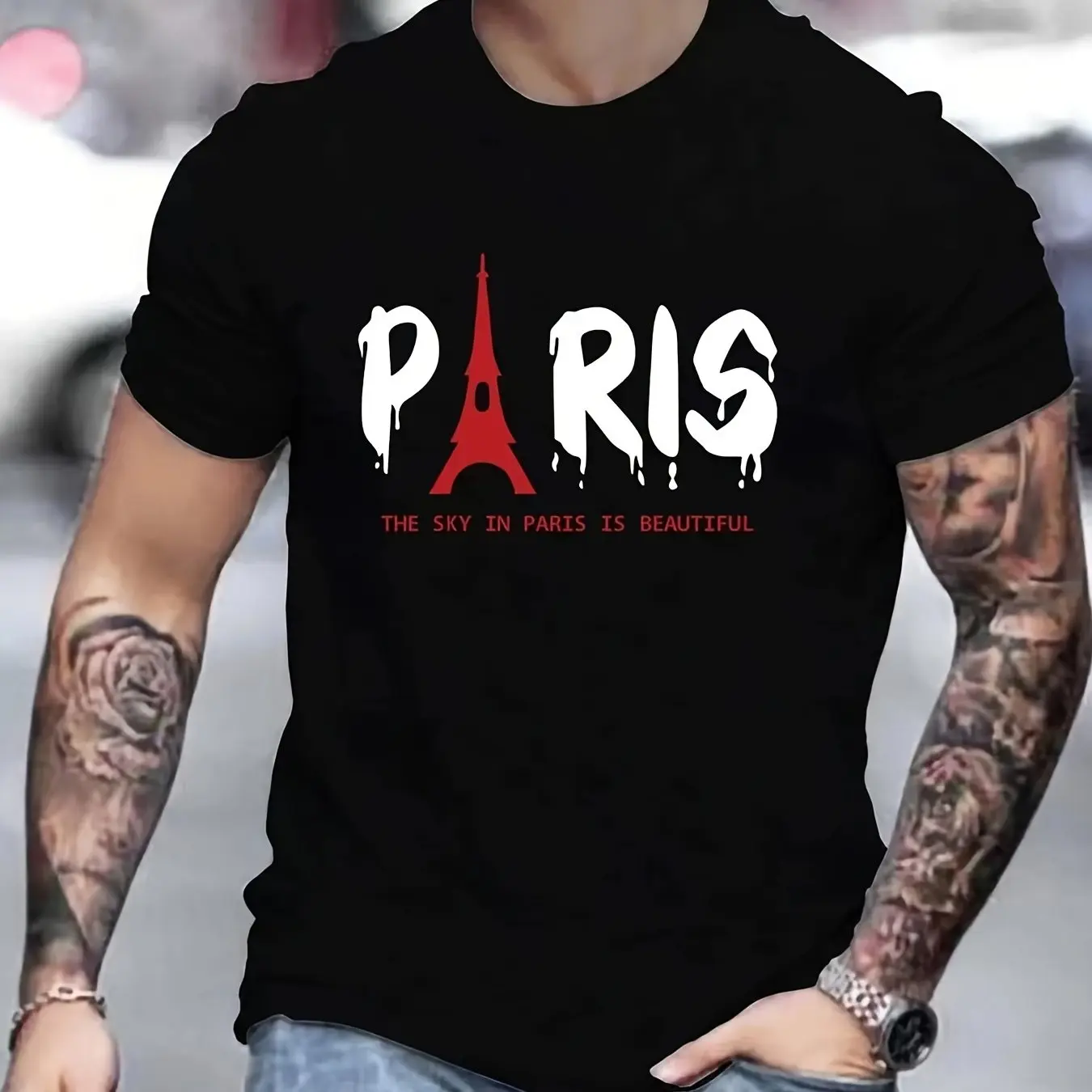 Men's Summer T-shirt Letter Pattern Printed Loose, Casual, Fashionable, Breathable, Comfortable O-Neck High Quality Male TopsMen