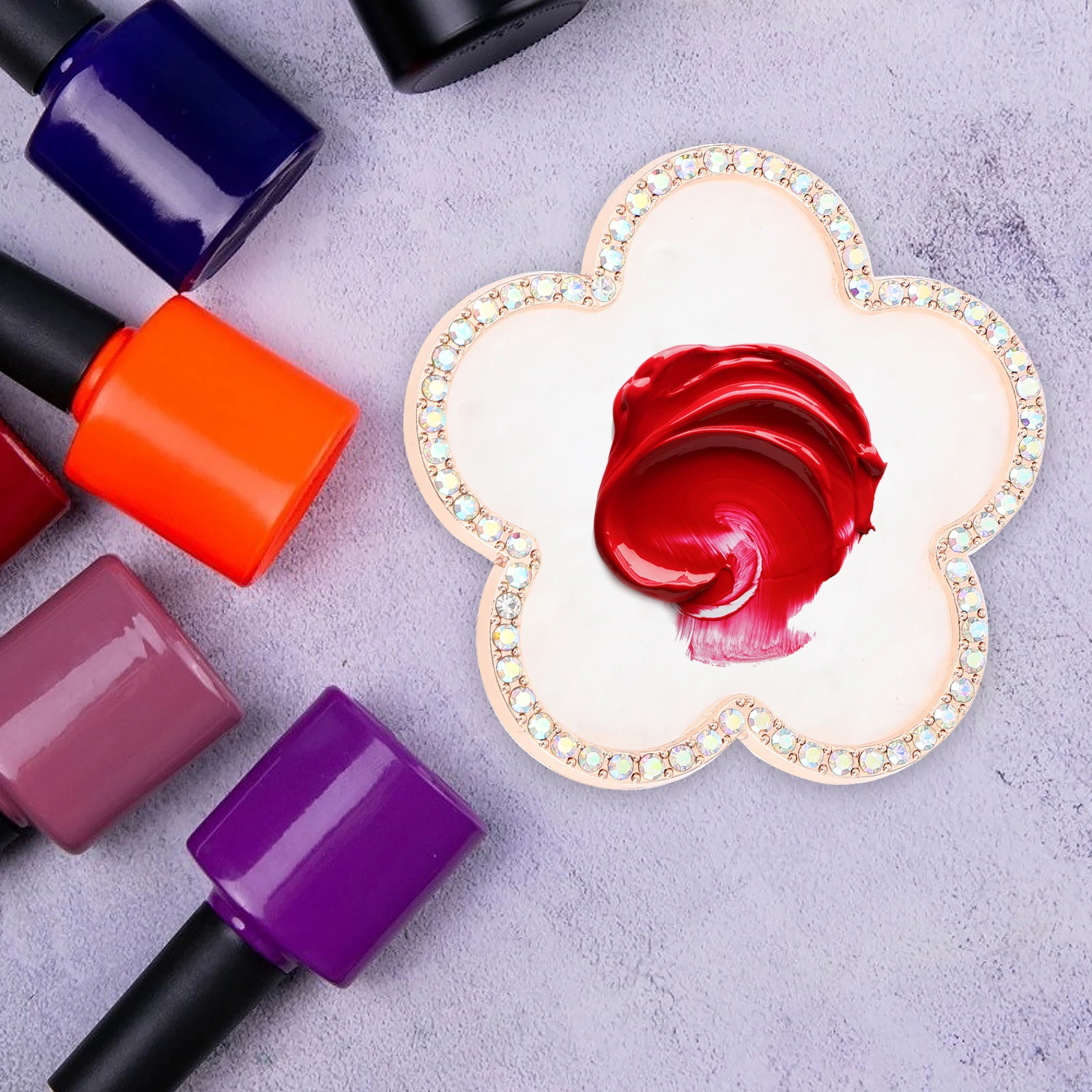 

Fashion Pearl Display Rack Nail Art Tips Plate Color Mixing Tray Zinc Alloy Storage Manicure Board Lipsticks Holder