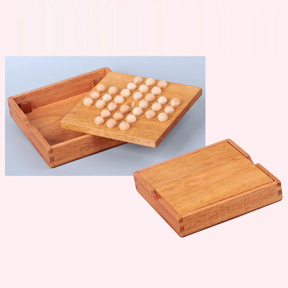 Wooden Kongming Chess Board Game Single Peg Intelligence Development Puzzle for Kids Adults Educational Brain