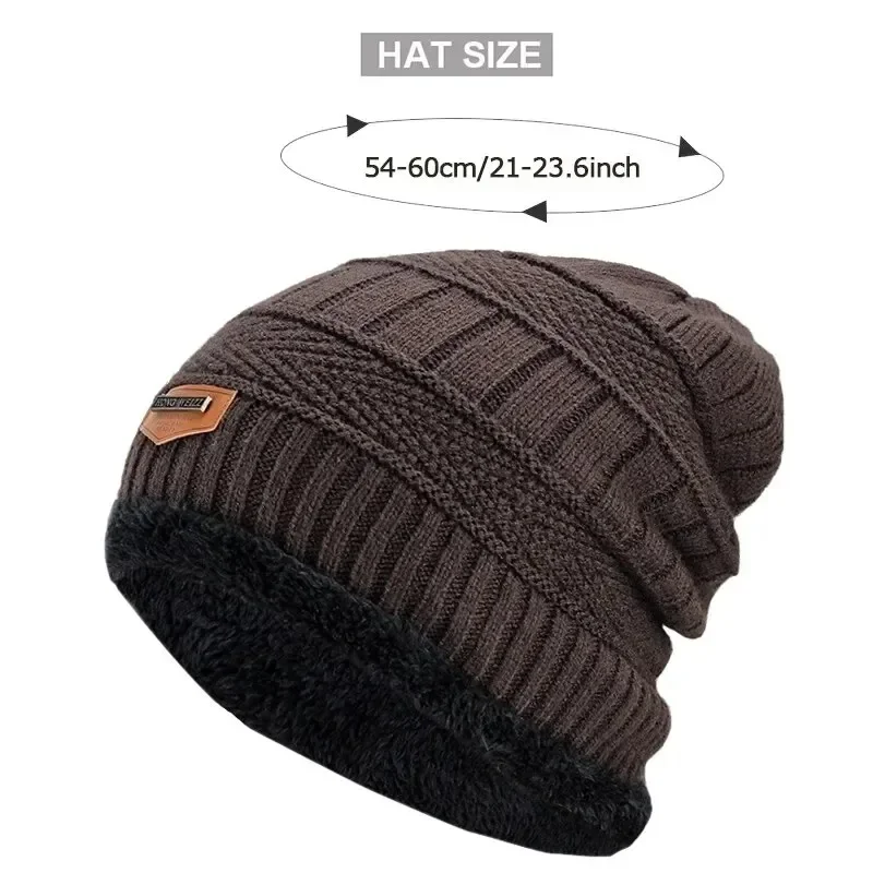 Beanies Men Winter Hat Women Knitted Hats for Men Cap Winter Beanie Caps Gorro Thick Warm Brimless Fur Bonnet Mens