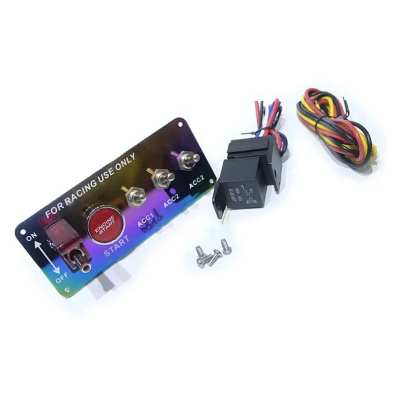 SPSLD Automobile refitted 12V led toggle ignition switch panel engine start button device, suitable for 12V fast and racing cars