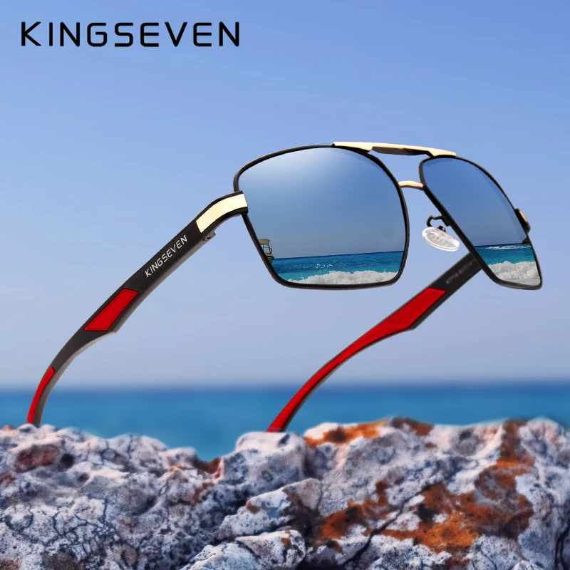 KINGSEVEN Aluminum Men's Sunglasses Polarized Lens Design Temples Sun Glasses Coating Mirror Glasses Driving Fishing For Men