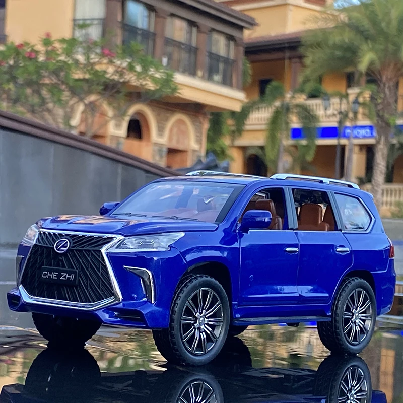 LEXUS-LX570 سيارات الدفع الرباعي نموذج سيارة سبيكة ، لعبة معدنية لعبة ، محاكاة عالية ، مجموعة الصوت والضوء ، هدية ، 1:24