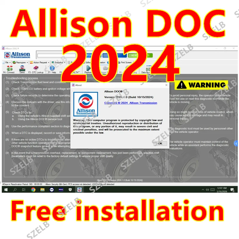 Allison DOC  Premium 2024  Diagnostic Software Full Gen 5 Data Files Allison 6th Gen with Troubleshooting Transmissions