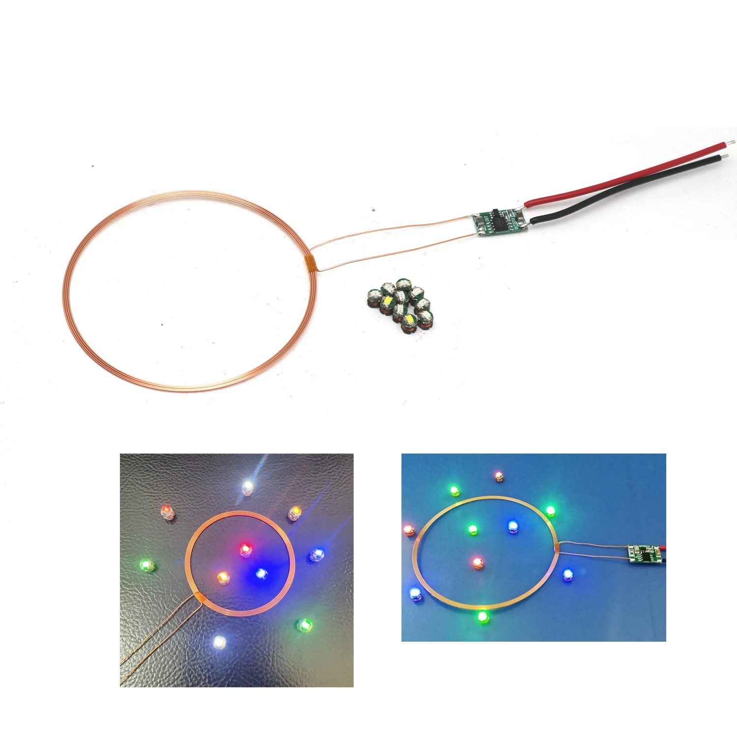 0~80mm Wireless Power Supply Transmitter Wireless Receiver LED Light Coil Induction Lamp LEGO Gundam Bandai Model Modification