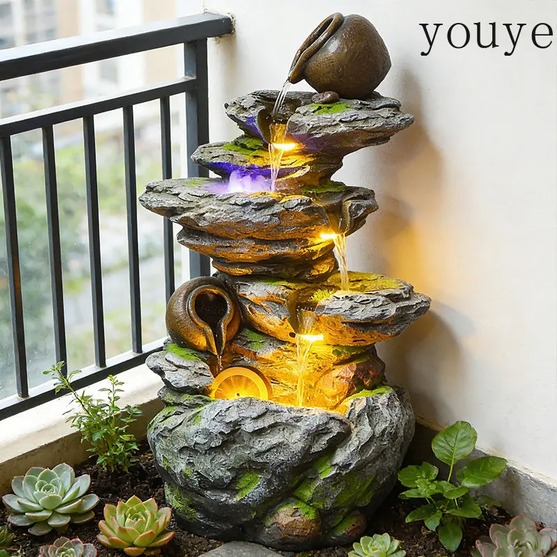 Rockery flowing water ornament balcony courtyard  entrance decoration circulation water feature lucky housewarming ornament