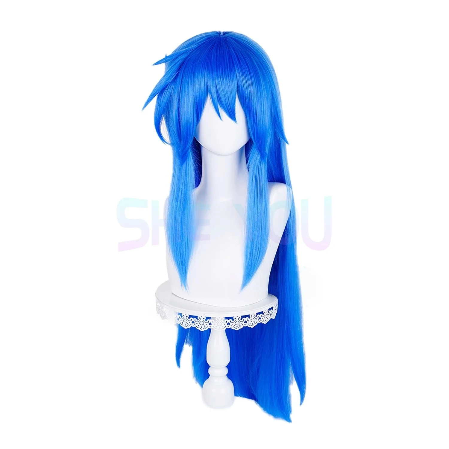 Izumi Konata Cosplay Wig 90cm Long Blue Wig Cosplay Anime Heat Resistant Synthetic Wig