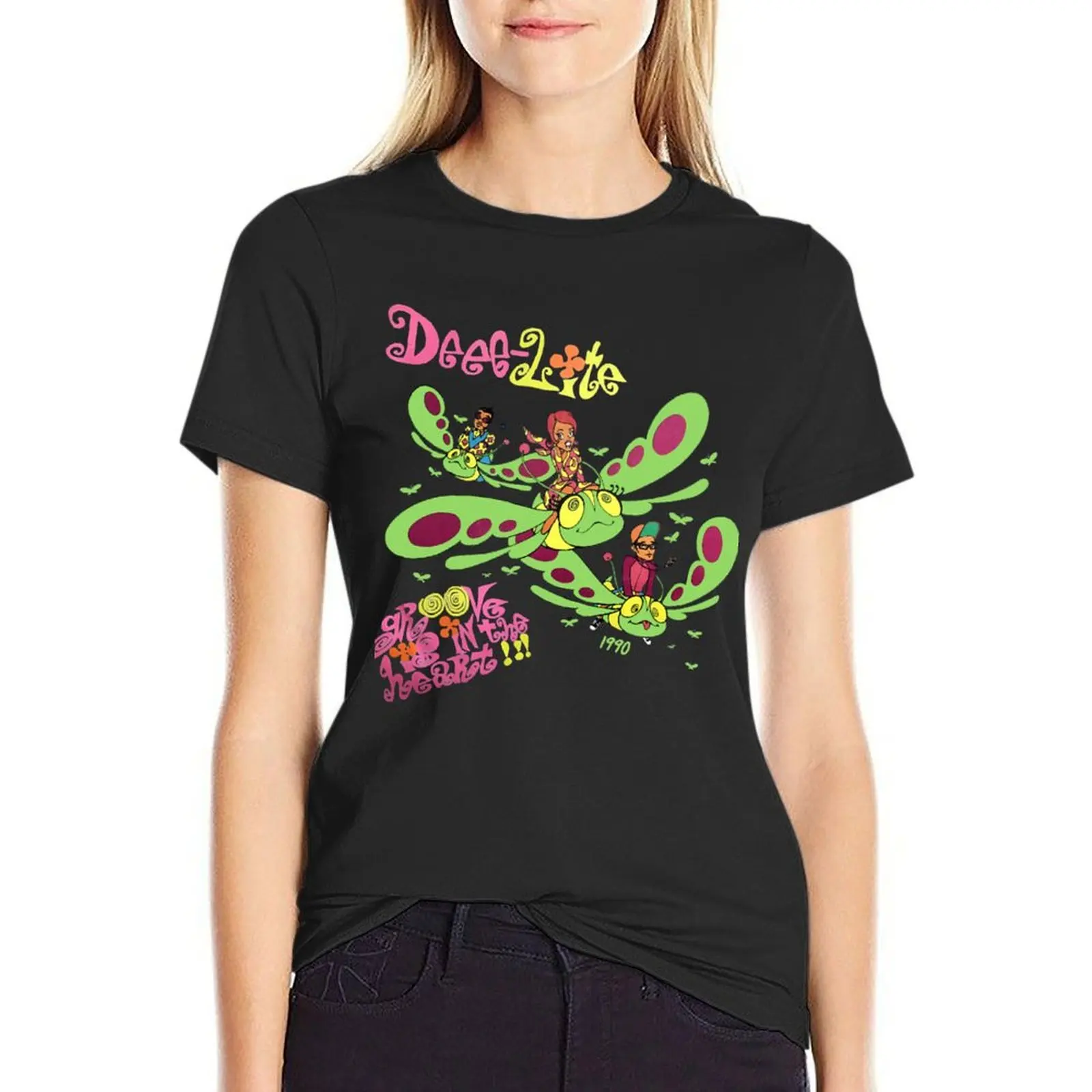 

Deee lite T-Shirt korean fashion graphics female animal prinfor black t-shirts for Women