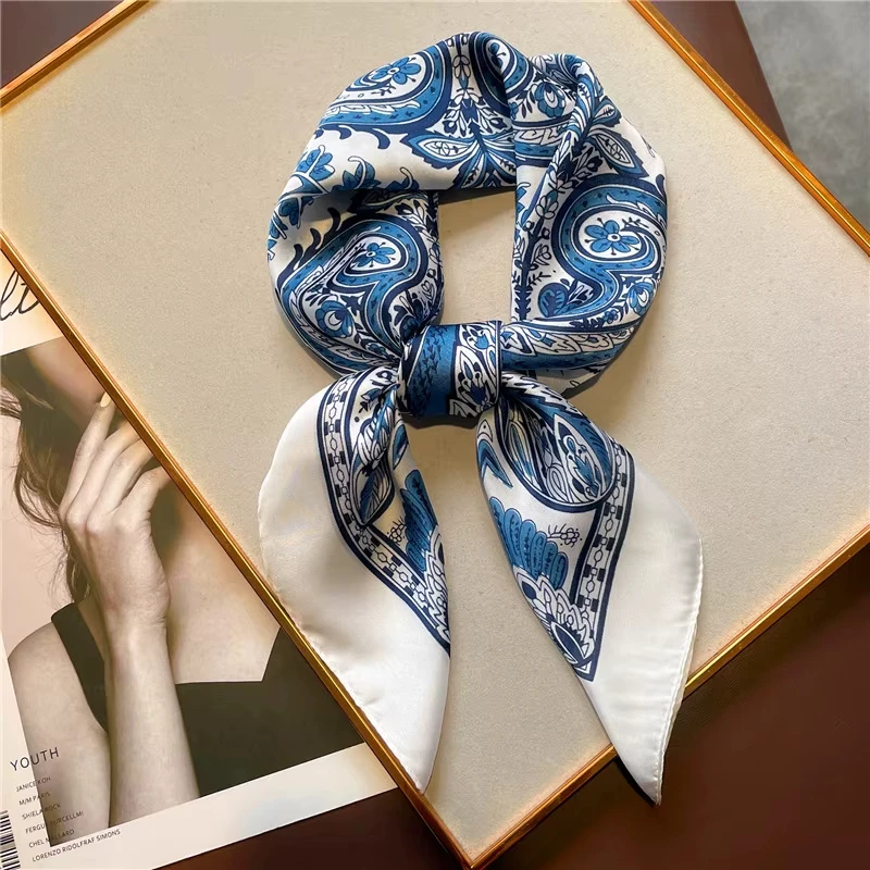 Mode Paisley Print Seide Haarbänder Schal Frauen 2025, Neue Elegante Bandana Halstuch Kopf Bands Foulard Weibliche Schals – Detail 14