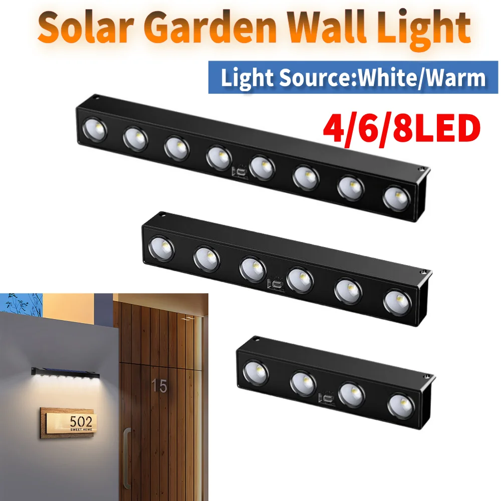 4/6/8 LED Solar Wall Light Outdoor Solar Powered Wall Sign Lamp Waterproof Corridor Stair Light Home Atmosphere Lighting