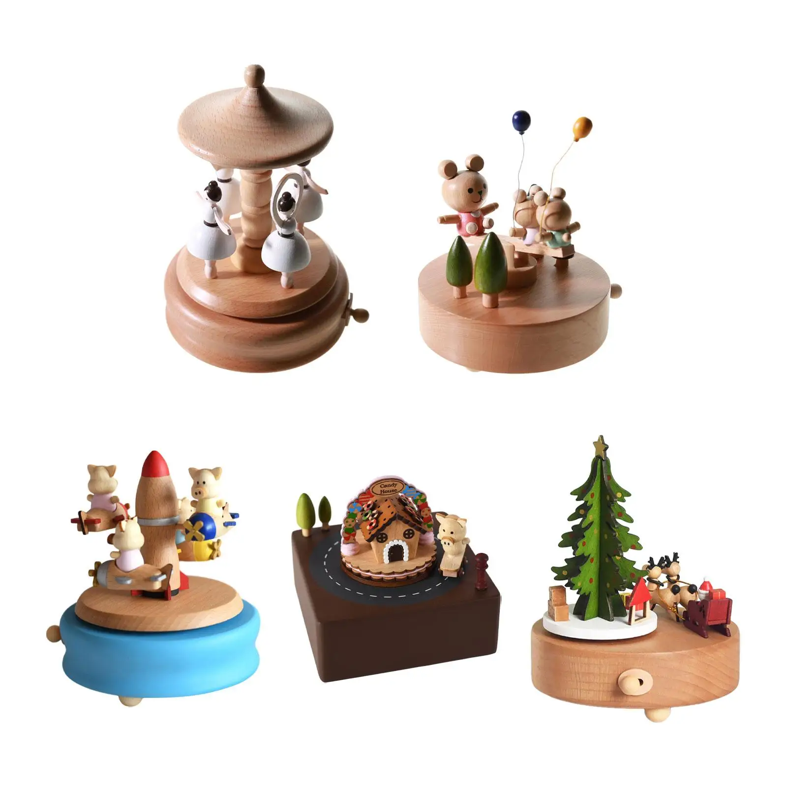 

Wooden Music Box Present Tabletop Ornament for Anniversary Festival Children