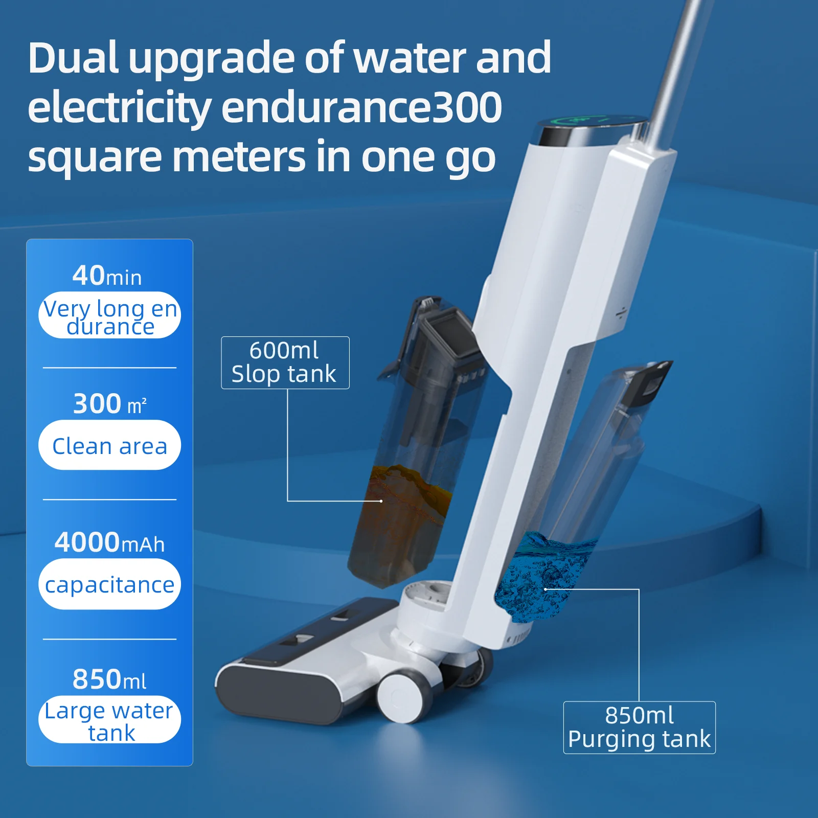 D8 Self-Cleaning Wet/Dry Upright Vacuum Cleaner with 18000pa Suction for Home & Hotel Use