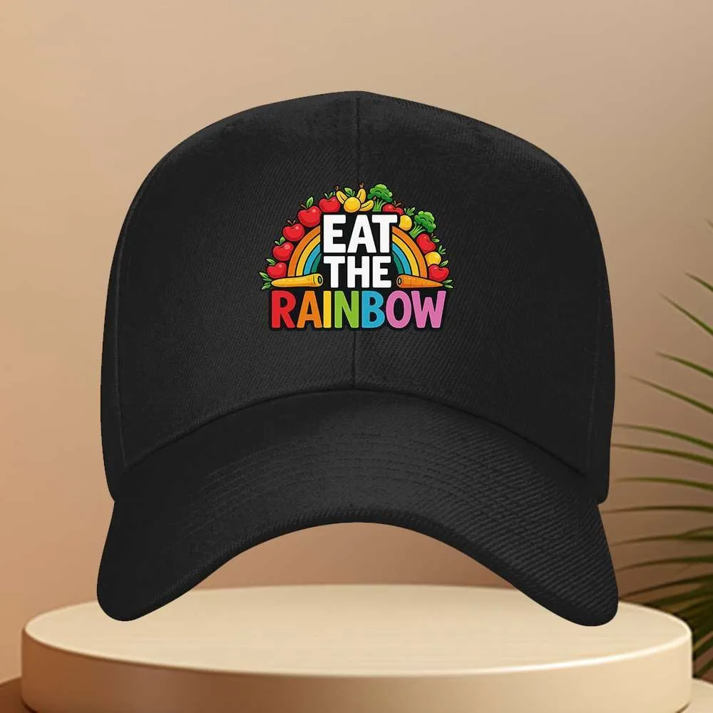 Eat The Rainbow Vegetables Fruits Graphic Baseball Cap Polyester Adjustable Outdoor Casual Unisex Cap