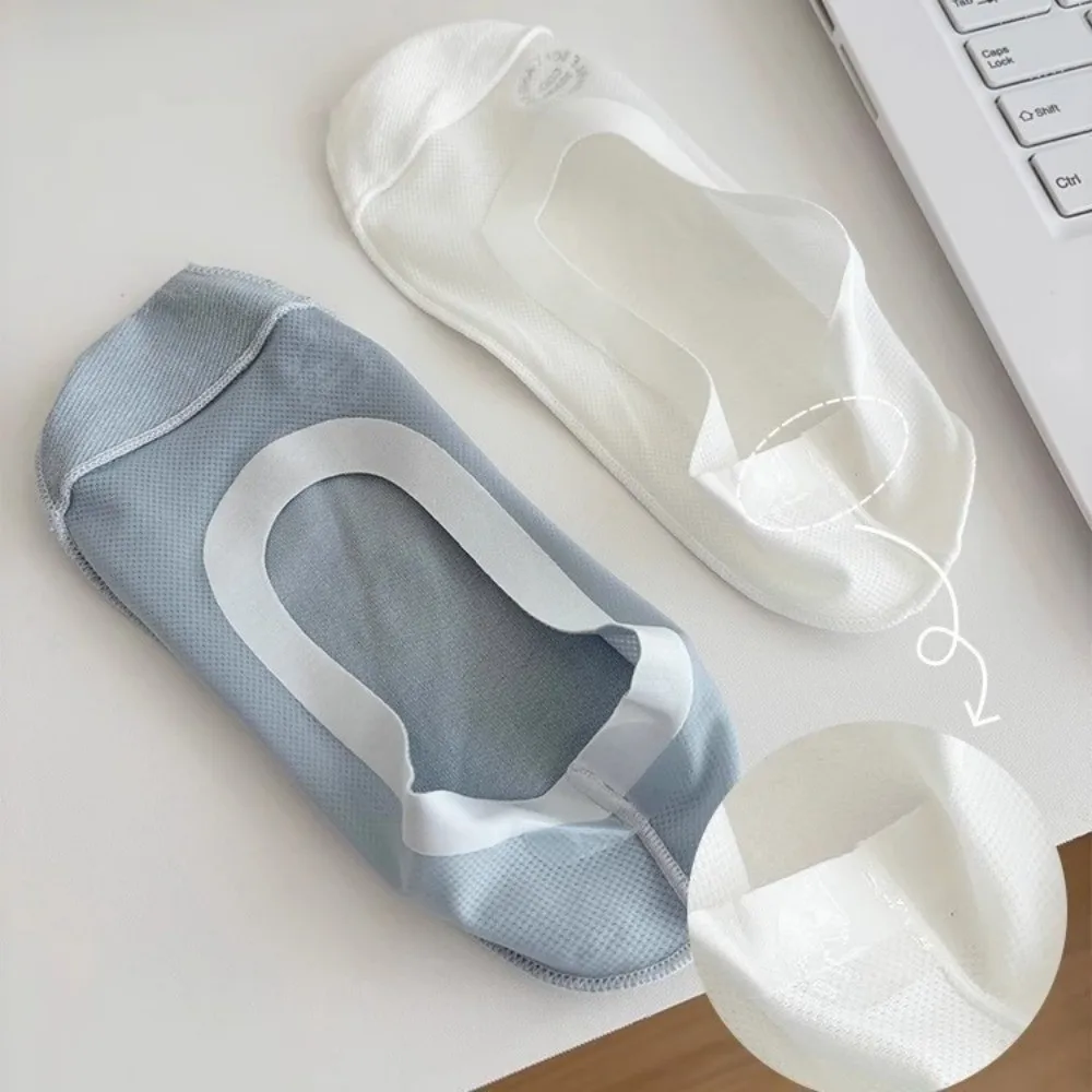 Mesh Bottom Invisible Socks Solid Color Sweat Absorption Boat Socks Ultra-Thin Odor-Resistant Anti Slip Socks Flats Sneakers