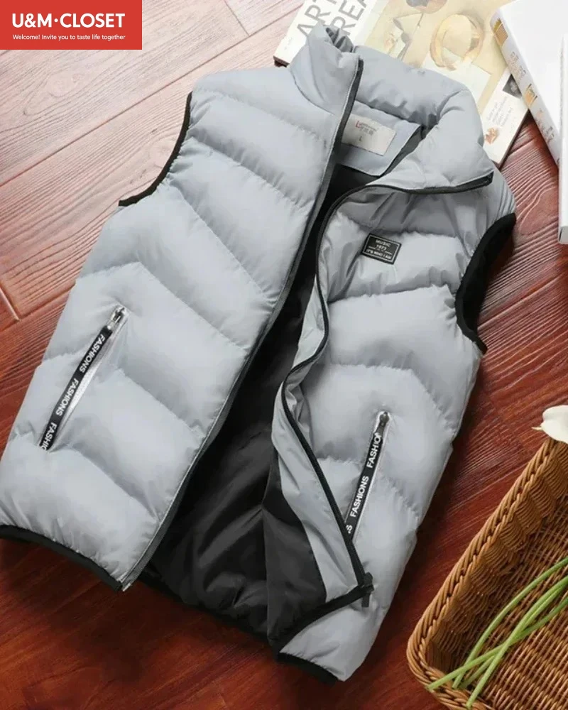 เสื้อพัฟเฟอร์แบบไม่มีแขน สีพื้น เสื้อแจ็คเก็ตขนเป็ด เสื้อกั๊กกันหนาว เสื้อกั๊ก เสื้อคลุมกันลม