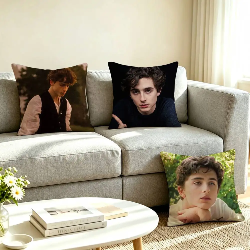 T-Timothee Chalamet Actor Pillow Case Square Double-Sided Sofa Cushion Cover Bedroom Bedside Pillow