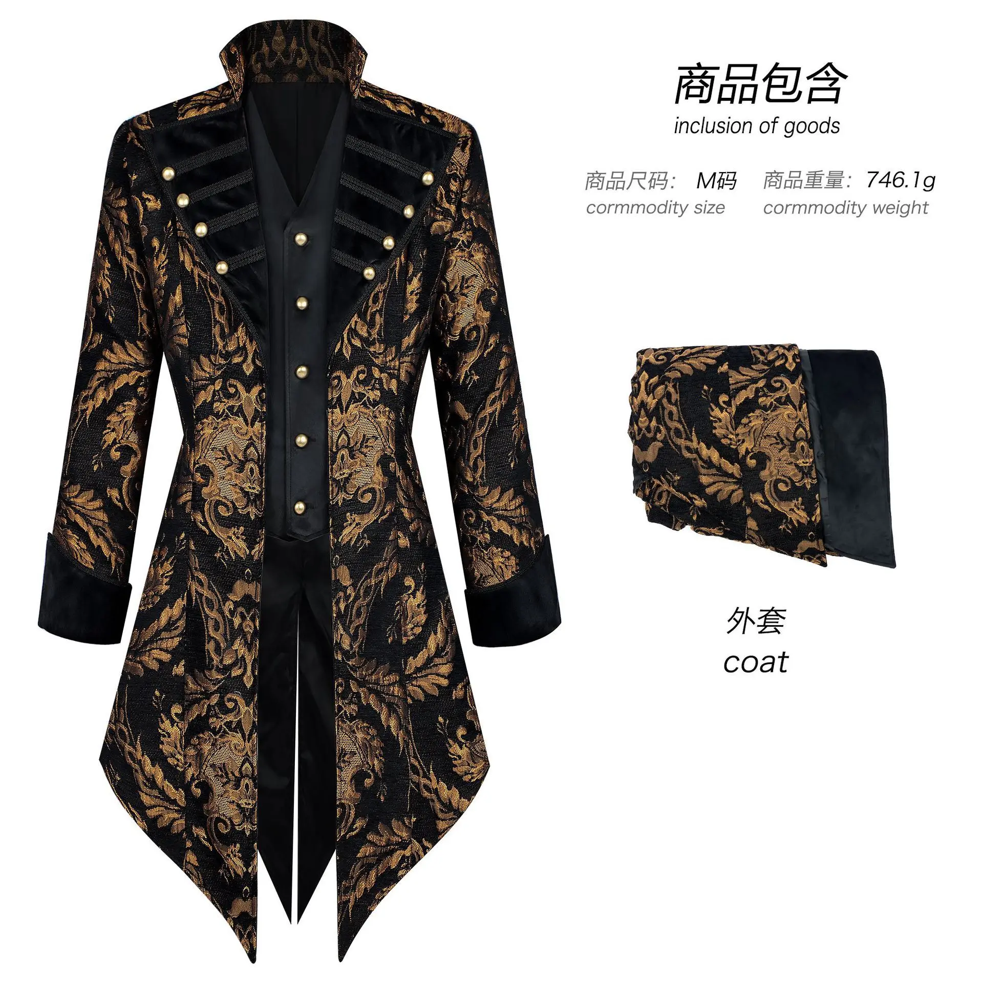 Veste de smoking médiévale, Renaissance, gothique, steampunk pour homme – Manteau floral de style vi