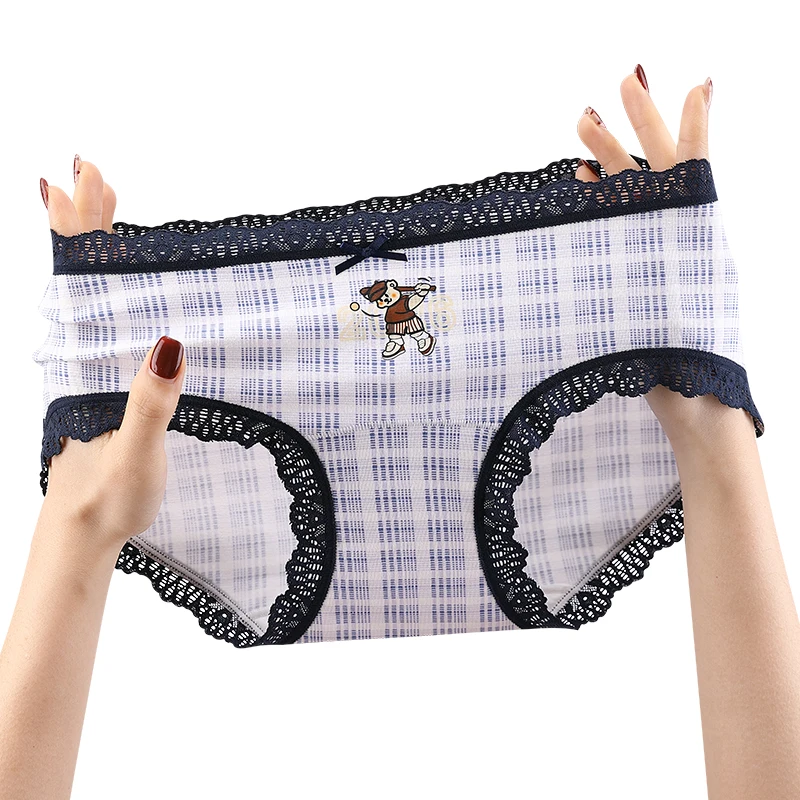 3Pcs Women Underwear Lady Soft Women's Cotton Briefs Fashion Plus Size Lace Sexy Panties Set Pack Lingerie Seamless Underpants