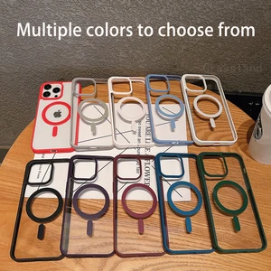 Transparent Magsafe cover for iPhone, wireless magnetic cover, luxurious cape for iPhone 16, 15, 14, 13, 12, 11 pro, xs, xr max, mini, plus 8 Main Sales IPHONE CAPA 14 PRO - №8