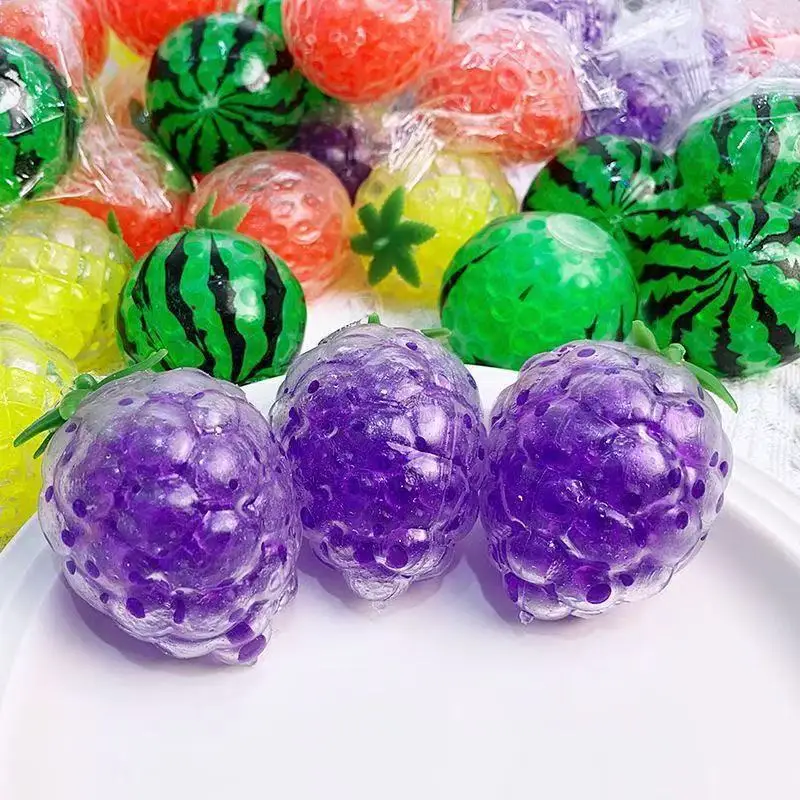 Fruit-Shaped Stress-Relief Squeeze Toys (Strawberry & Watermelon / Grape & Pineapple) — Fun Squeeze Toys for Anxiety Relief