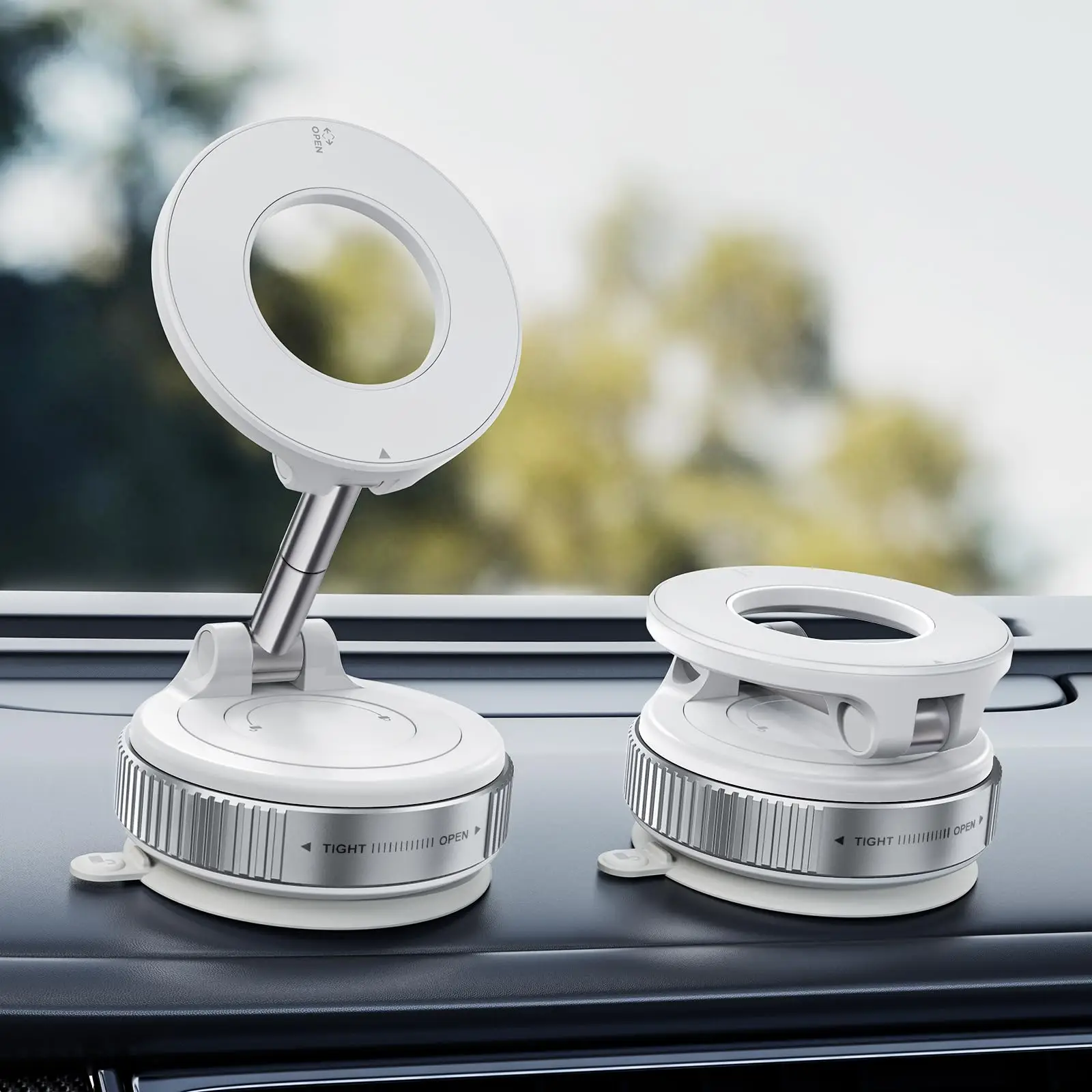 

Universal Suction Cup Phone Mount For Car Dashboard Or Windshield, 360° Rotating Magnetic Holder Compatible With All Smartphones
